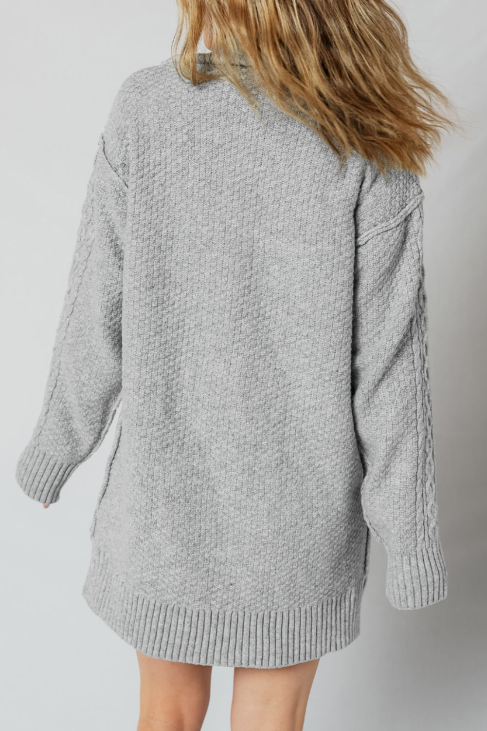Sofia Ribbed Trim Loose Sweater - Threaded Pear