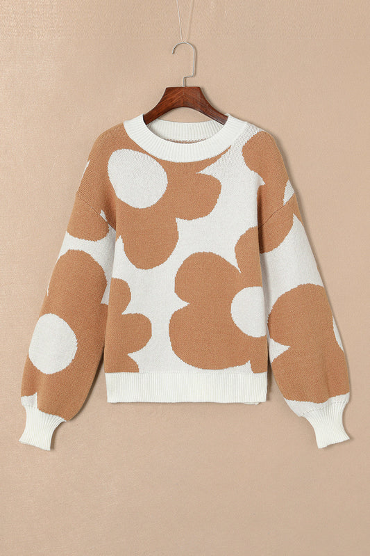 Abigail Pattern Drop Shoulder Sweater - Threaded Pear