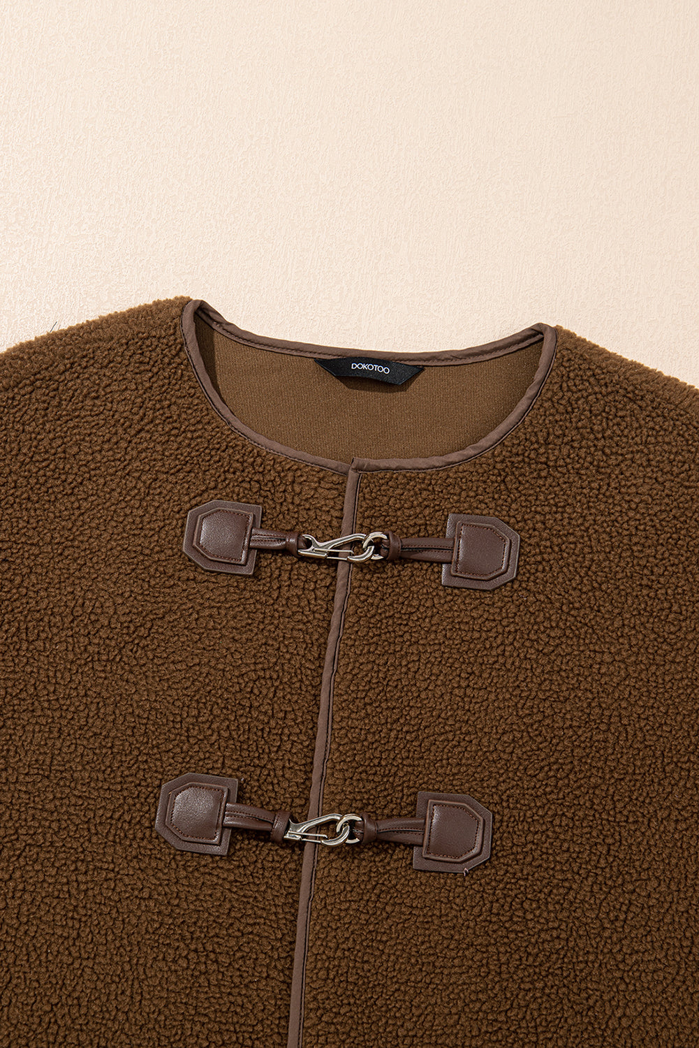 Abigail Coffee toggle Teddy Coat - Threaded Pear