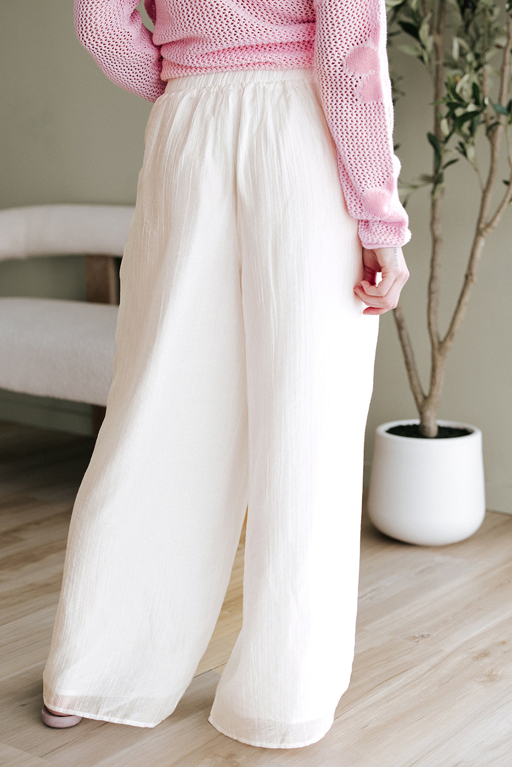Jessie Casual Tie Waist Pleated Wide Leg Pants - Threaded Pear