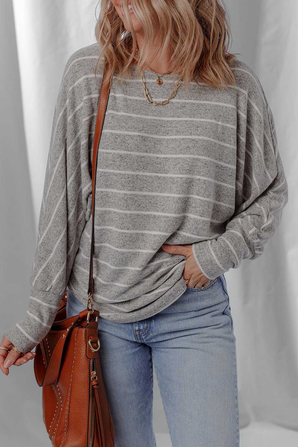 Bella Stripe Dolman Sleeve Top - Threaded Pear