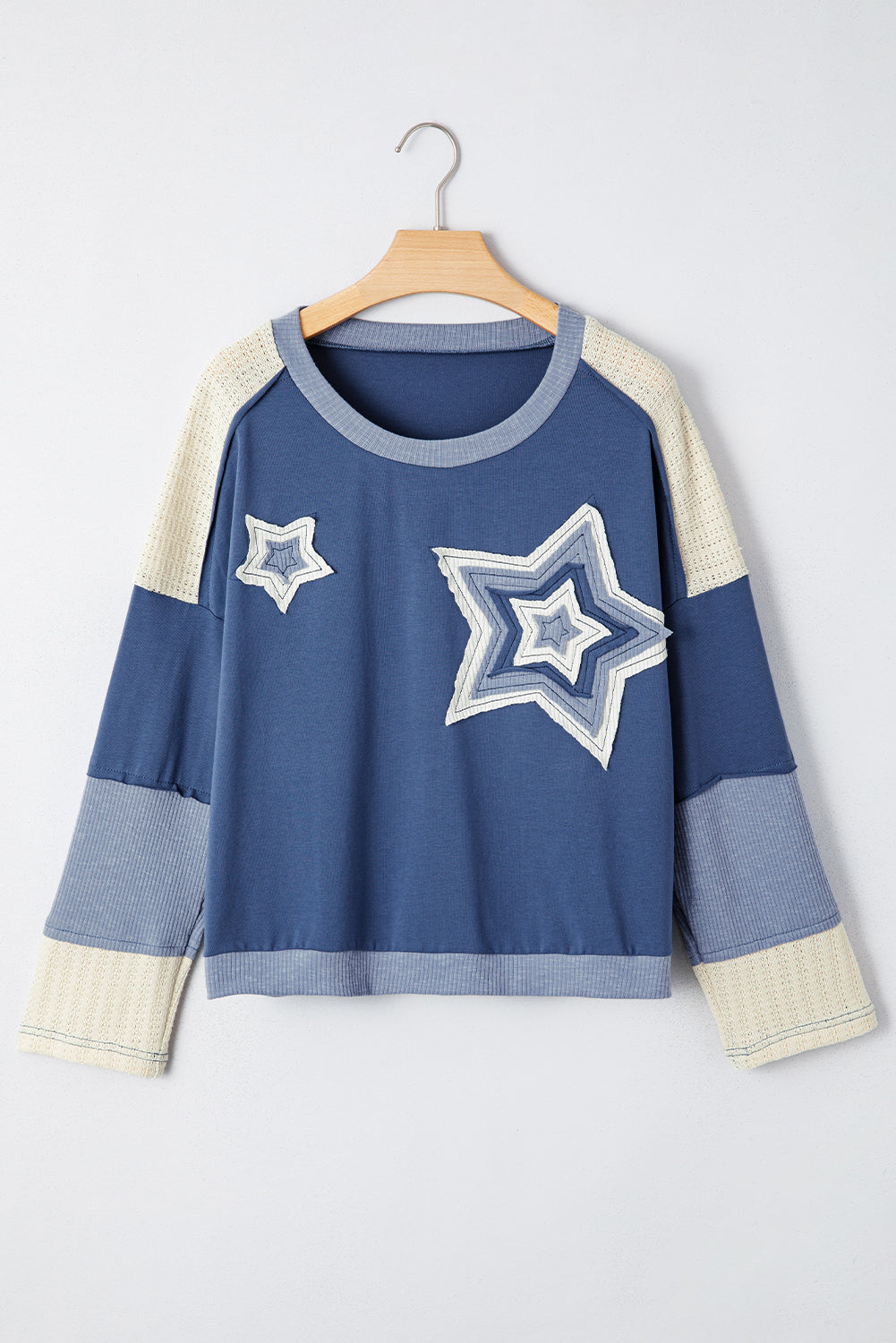 Natalie Knitted Star Patchwork Oversize Top - Threaded Pear