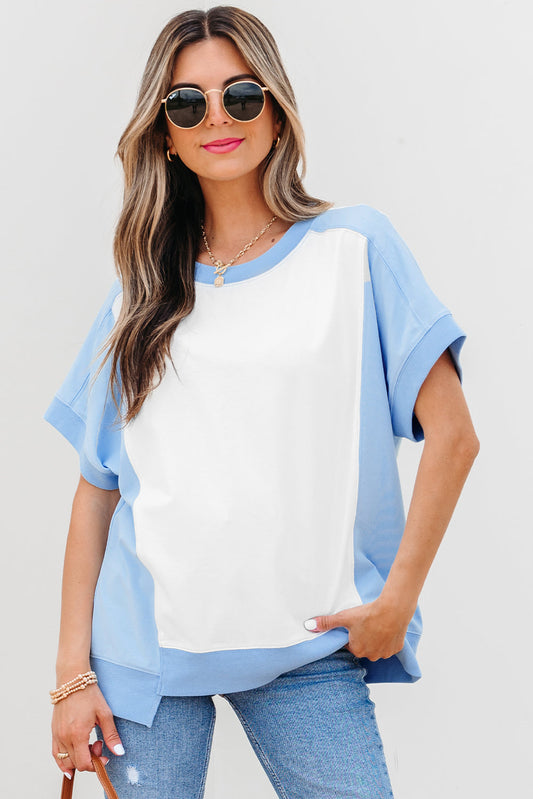 Waverly Exposed Seam Crew Neck Top - Threaded Pear