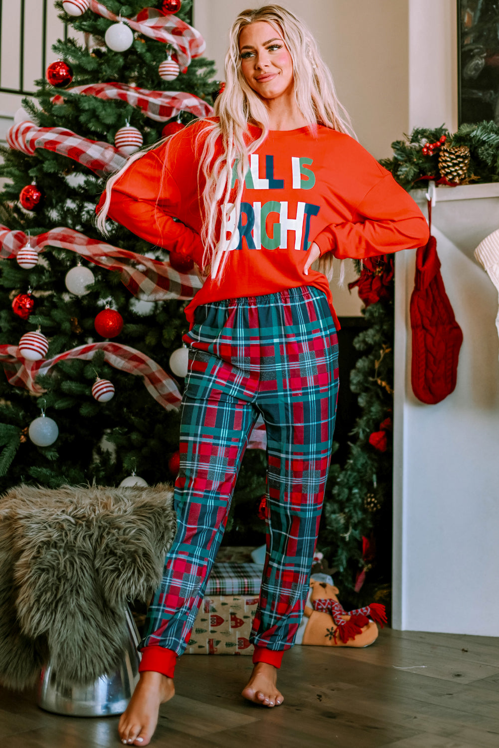 Eleanor Christmas Plaid Pajamas Set - Threaded Pear