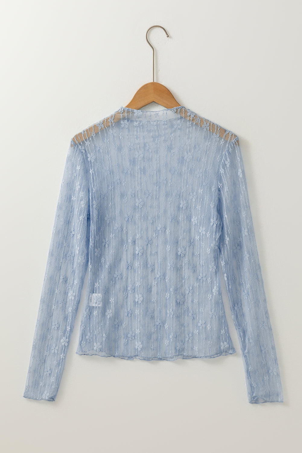 Adalynn Sheer Floral Lace Long Sleeve Top - Threaded Pear