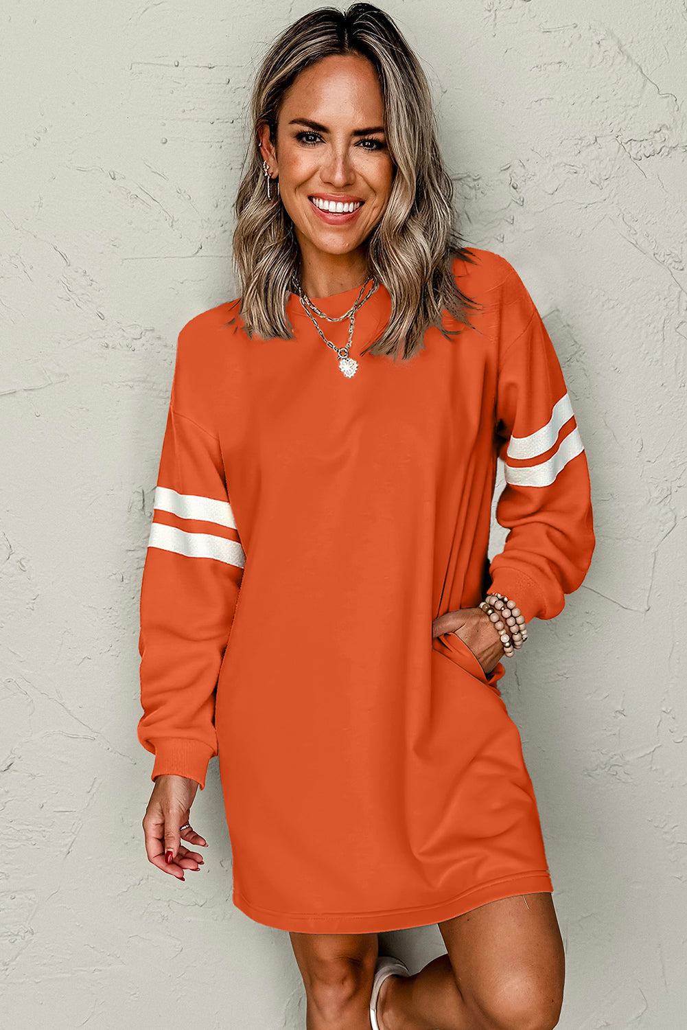 Jennifer Varsity Sweatshirt Dress - Threaded Pear