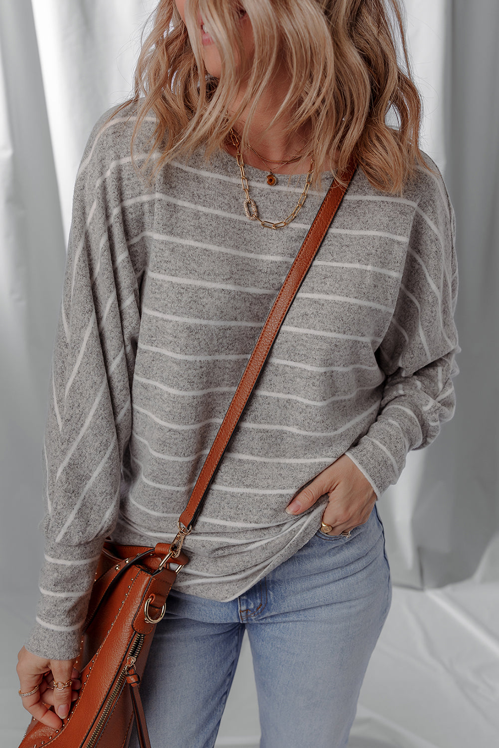 Bella Stripe Dolman Sleeve Top - Threaded Pear