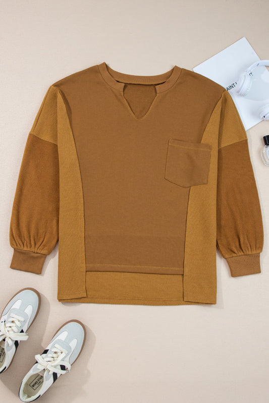 Isabella High Low Patchwork Sweatshirt - Threaded Pear