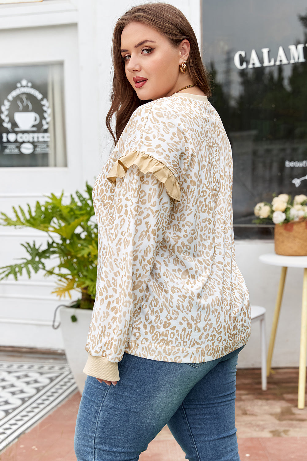 Elizabeth Ruffled arm Sweatshirt - Threaded Pear