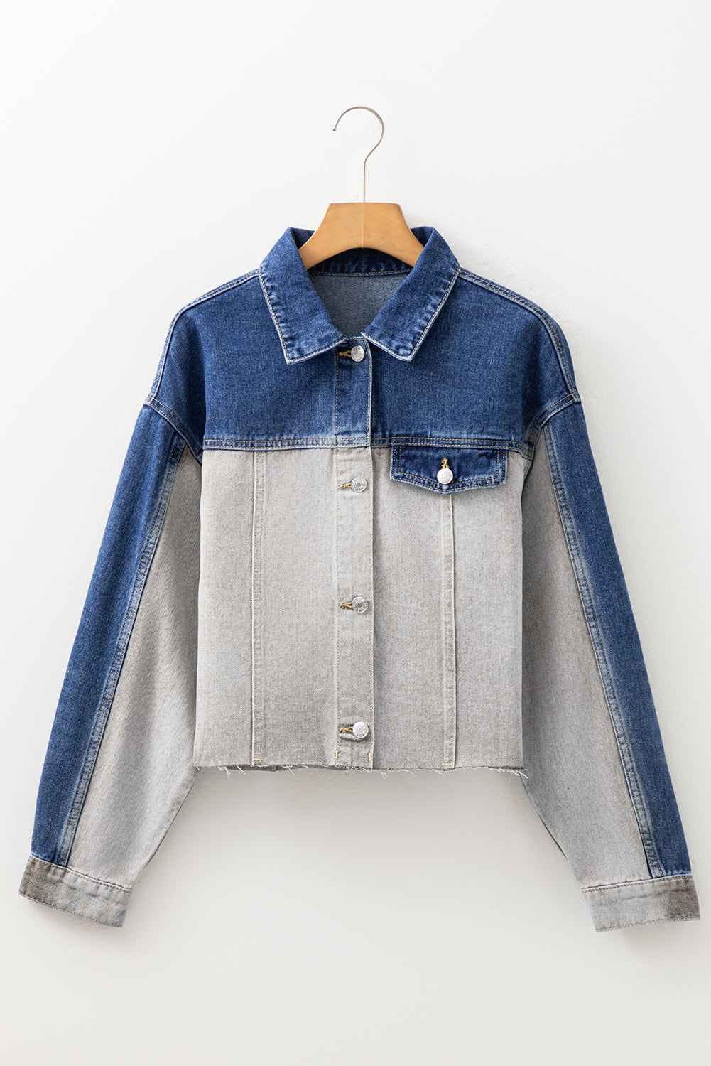 Kikki Detail Distress Denim Jacket - Threaded Pear