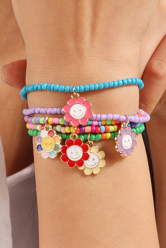 Smiley Flower Beaded Bracelet - Threaded Pear