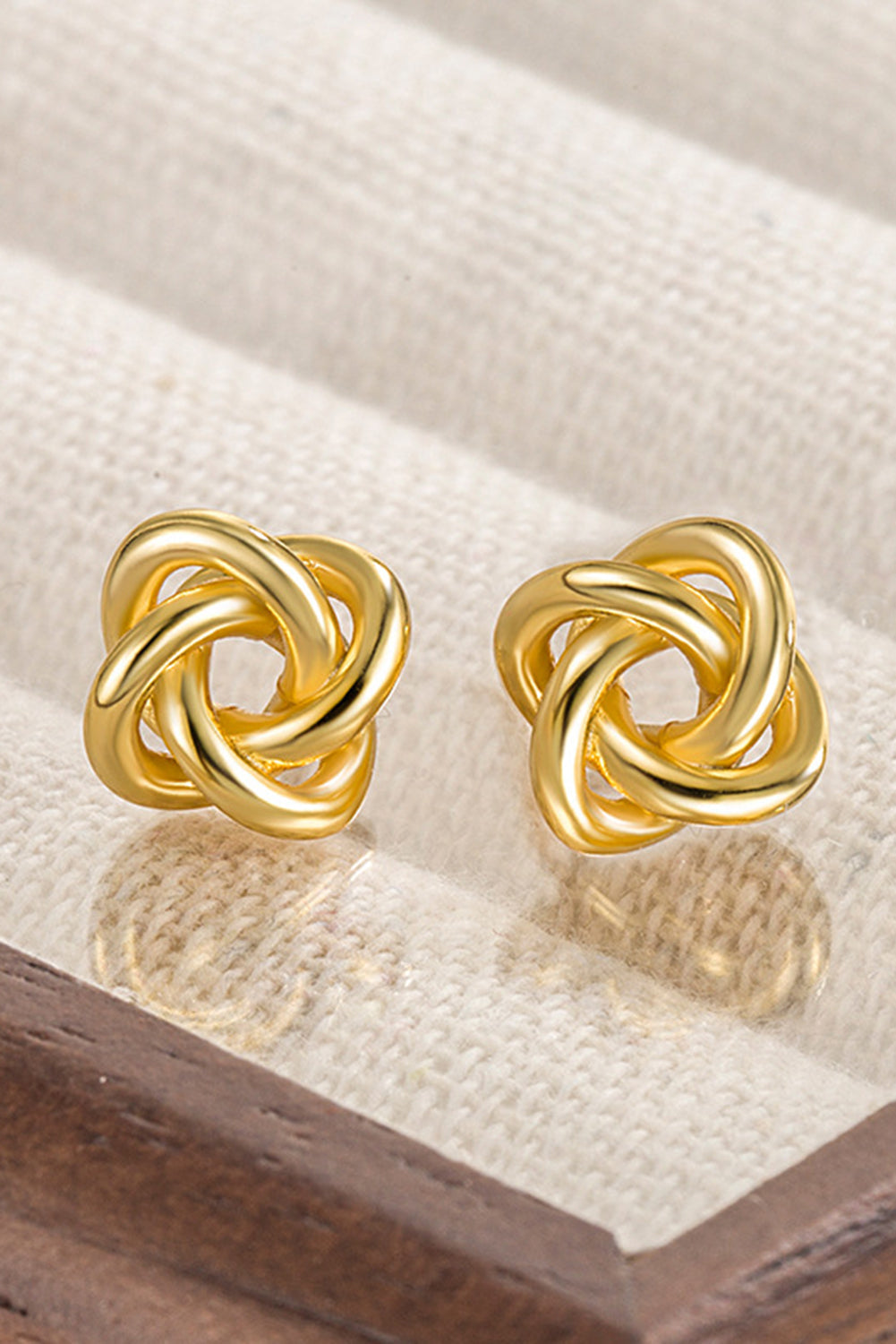 Gold Knotted Stud Earrings - Threaded Pear
