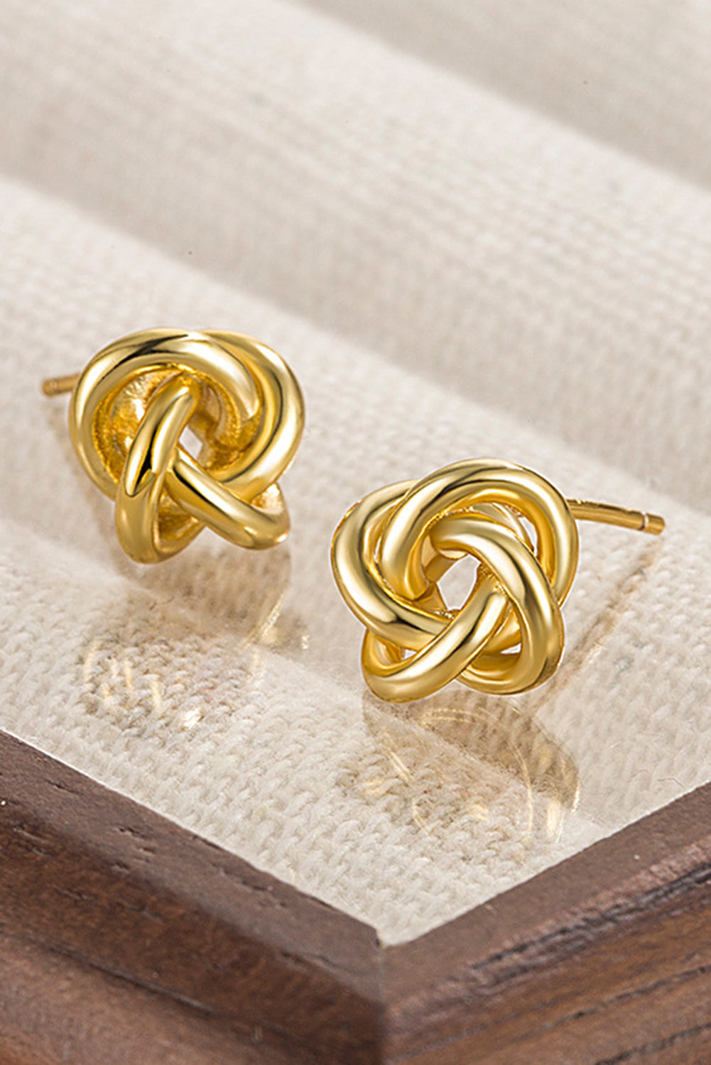 Gold Knotted Stud Earrings - Threaded Pear
