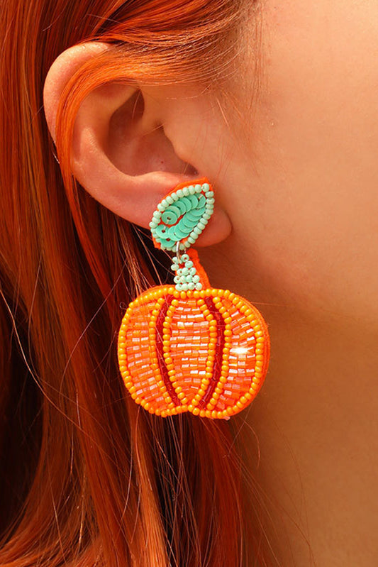 Halloween Pumpkin Earrings - Threaded Pear