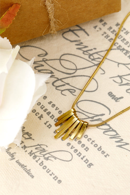 Gold Asymmetric Bar Pendant Necklace - Threaded Pear