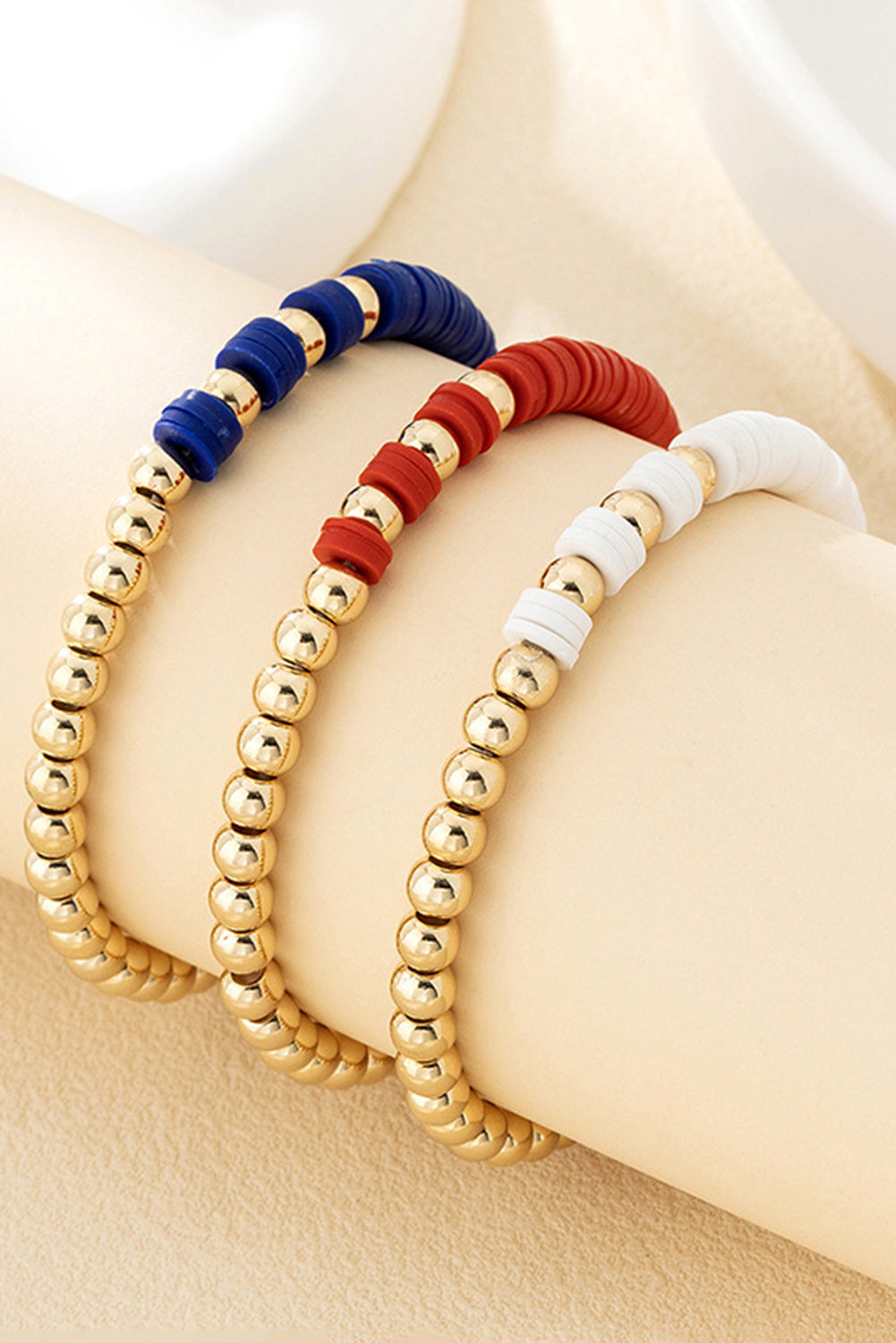 Flag Theme Beaded Triple Layer Bracelets - Threaded Pear