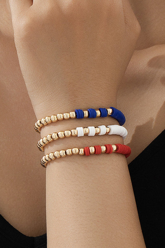 Flag Theme Beaded Triple Layer Bracelets - Threaded Pear