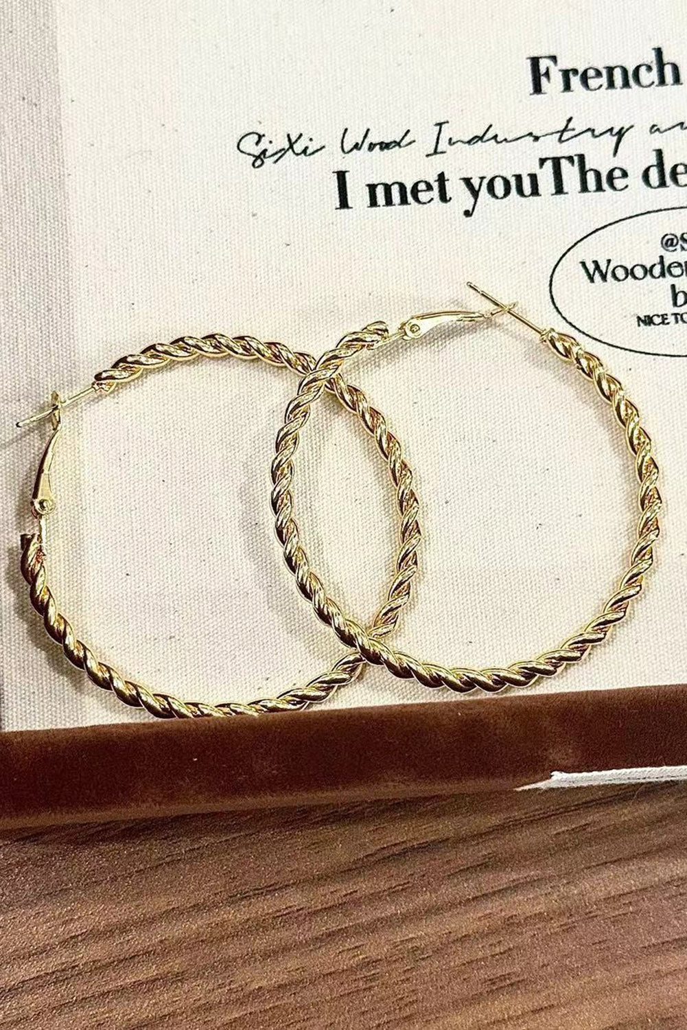 Gold Twisted Large Hoop Earrings - Threaded Pear