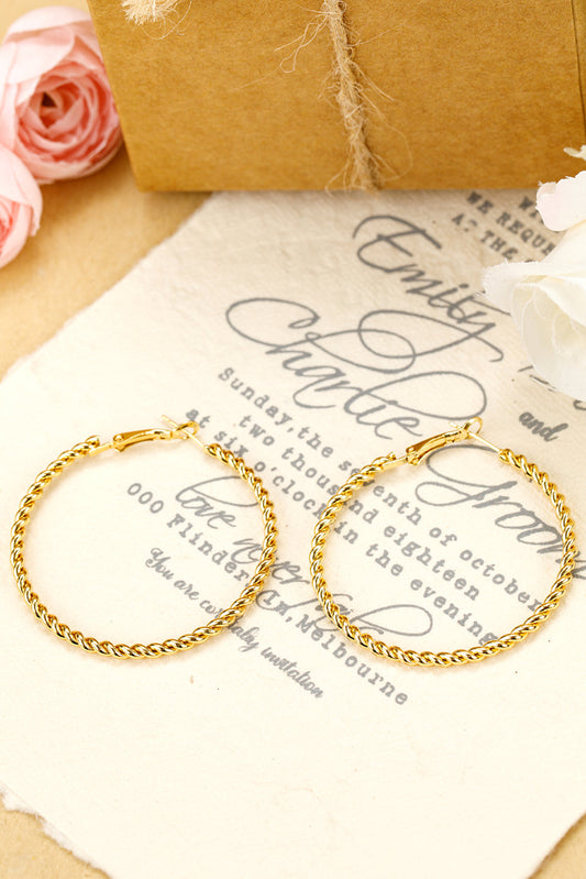 Gold Twisted Large Hoop Earrings - Threaded Pear