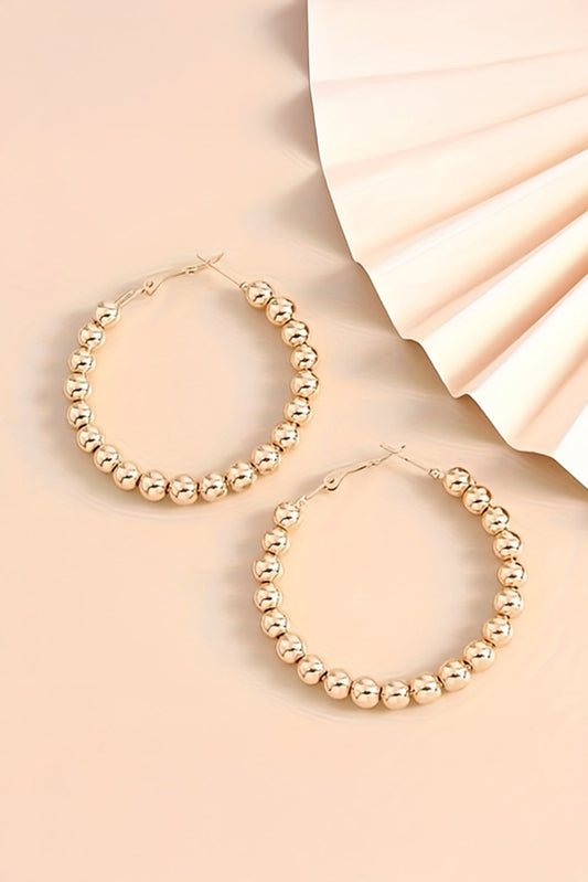 Gold Beads Hoop Earrings - Threaded Pear