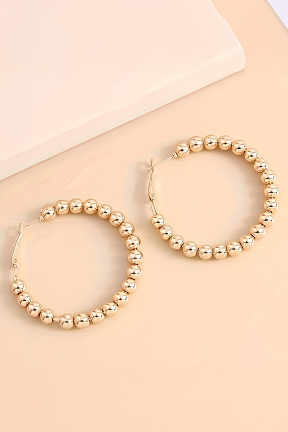 Gold Beads Hoop Earrings - Threaded Pear