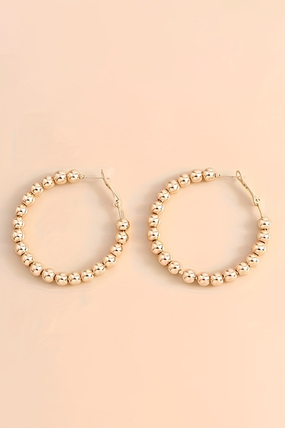 Gold Beads Hoop Earrings - Threaded Pear