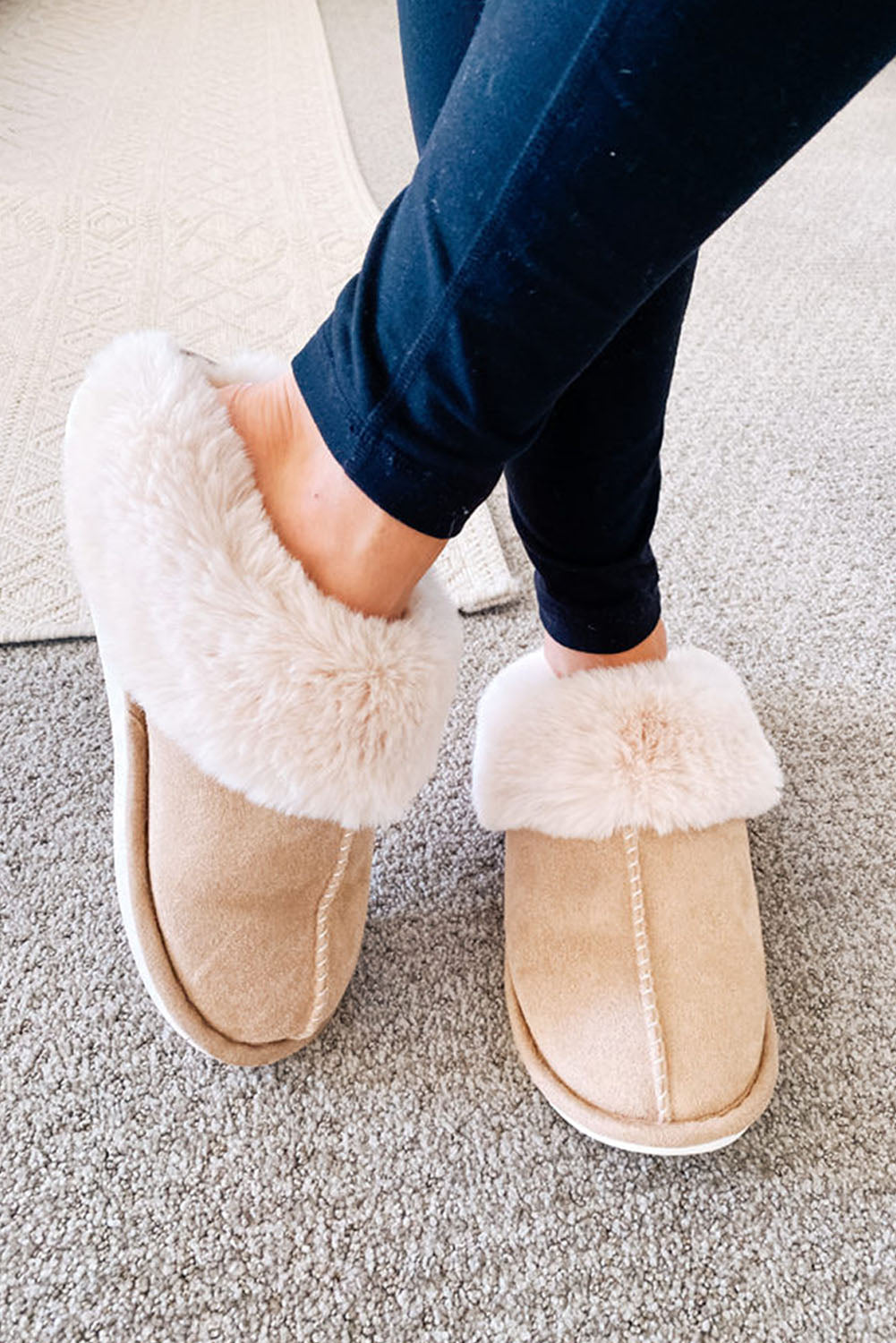 Molly Plush Suede Winter Home Slippers - Threaded Pear