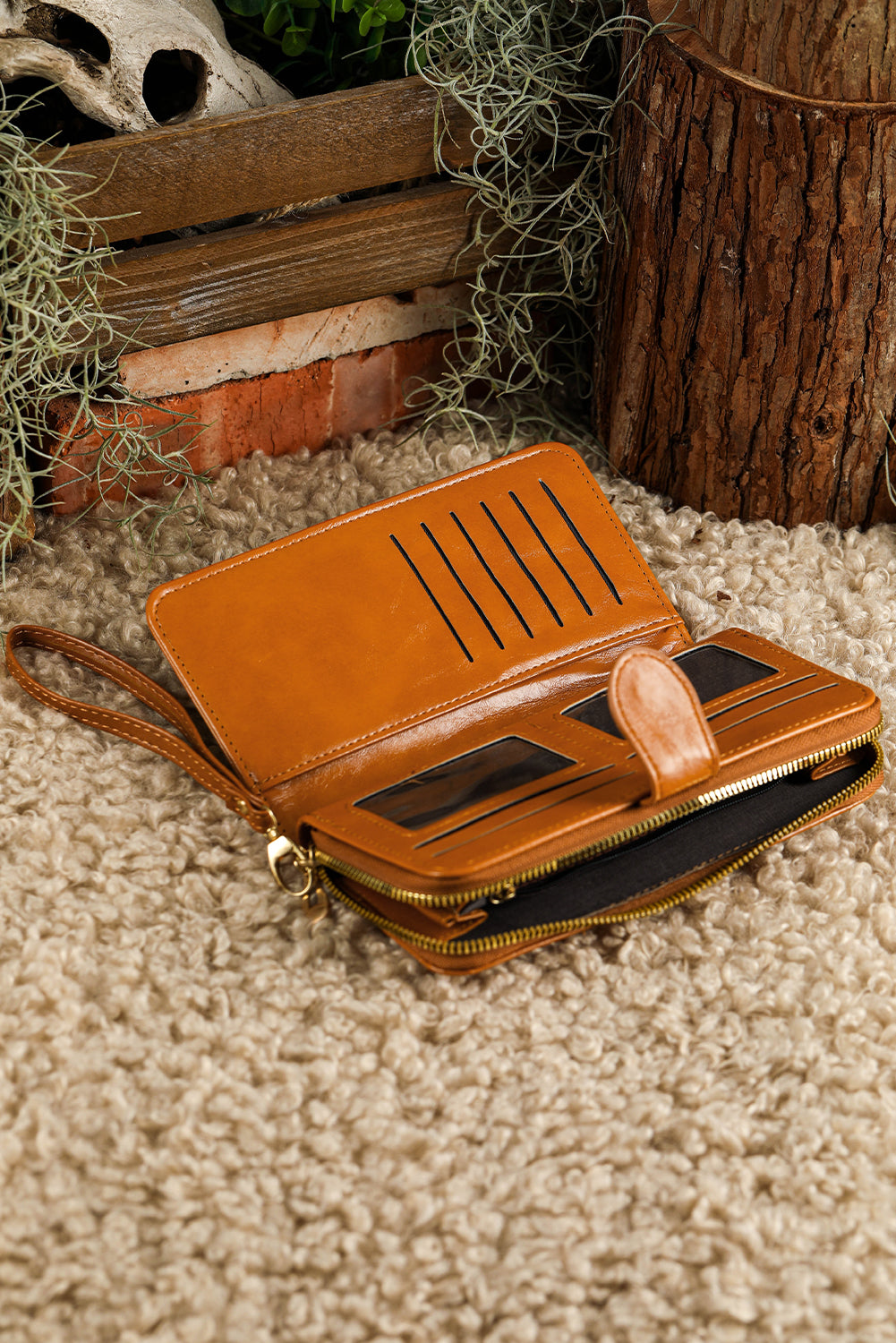 Bria Zip Around Wrist Strap Long Wallet - Threaded Pear