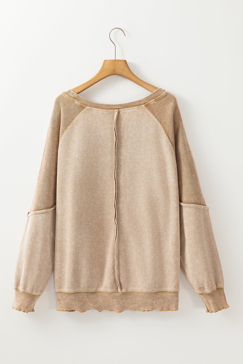 Jolie Waffle Exposed Seam Raglan Sweatshirt - Threaded Pear