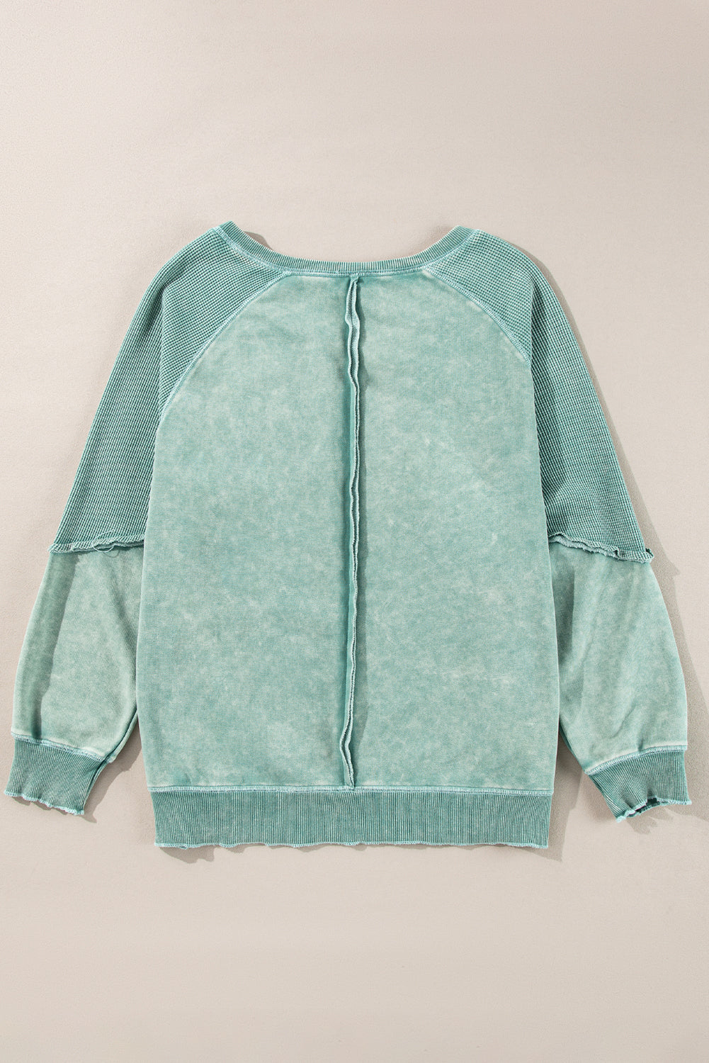 Jolie Waffle Exposed Seam Raglan Sweatshirt - Threaded Pear