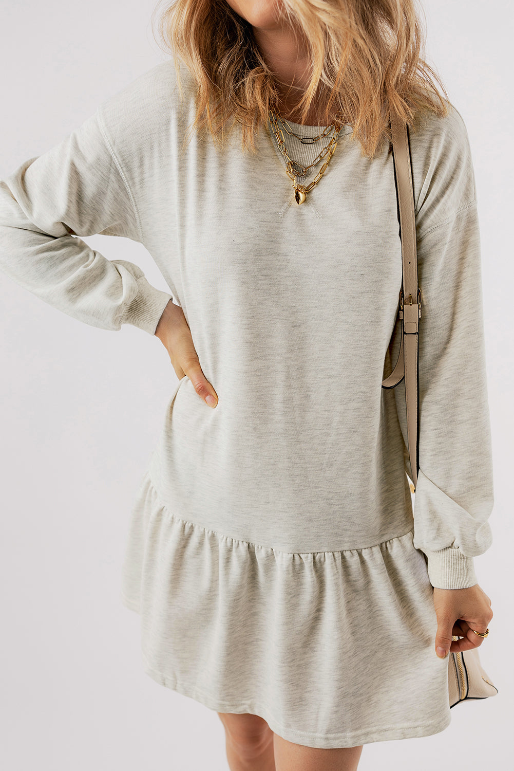 Charlee Puff Sleeve Ruffle Hem Mini Dress - Threaded Pear