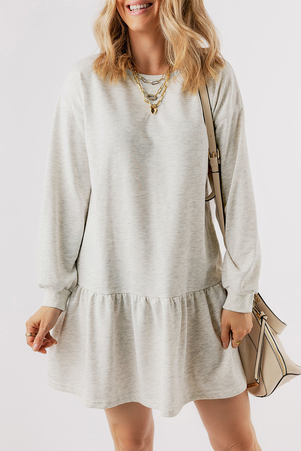 Charlee Puff Sleeve Ruffle Hem Mini Dress - Threaded Pear