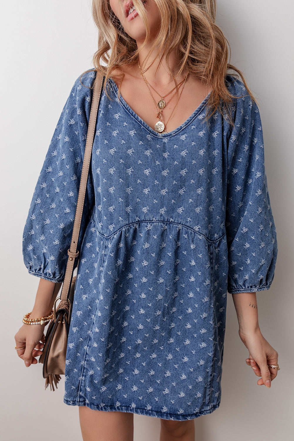 Hazel Open Back Loose Fit Denim Dress - Threaded Pear