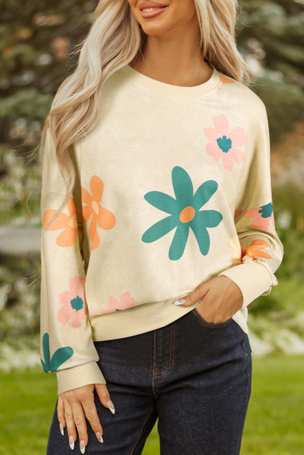 Abigail Terry Flower Print Sweatshirt - Threaded Pear