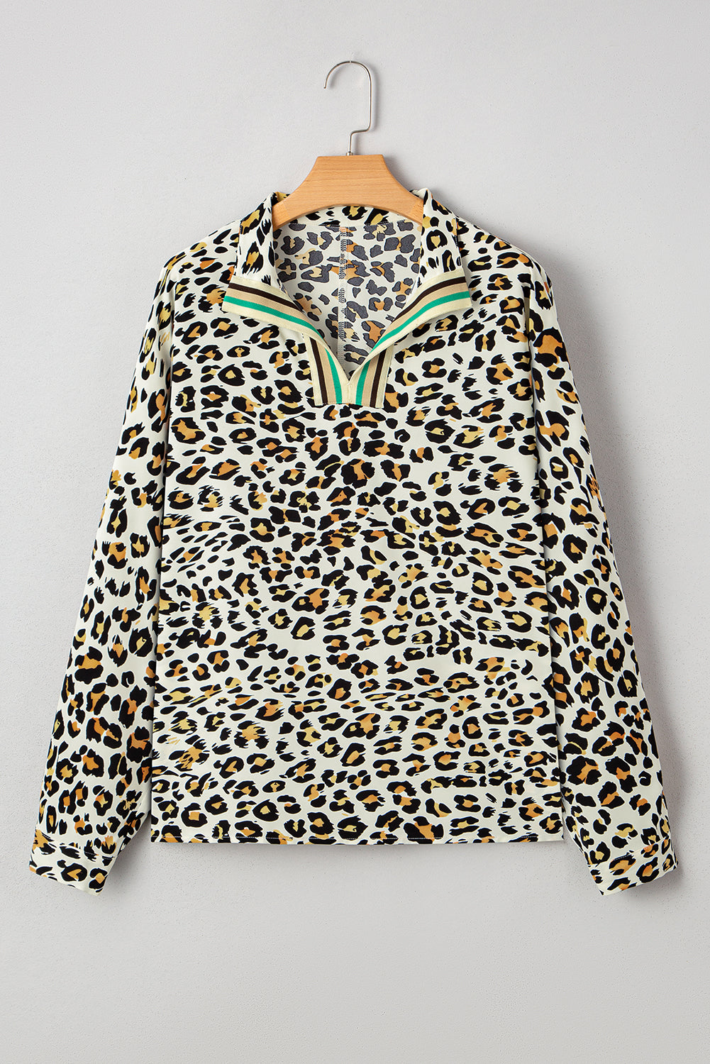 Laurel Leopard V Neck Blouse - Threaded Pear