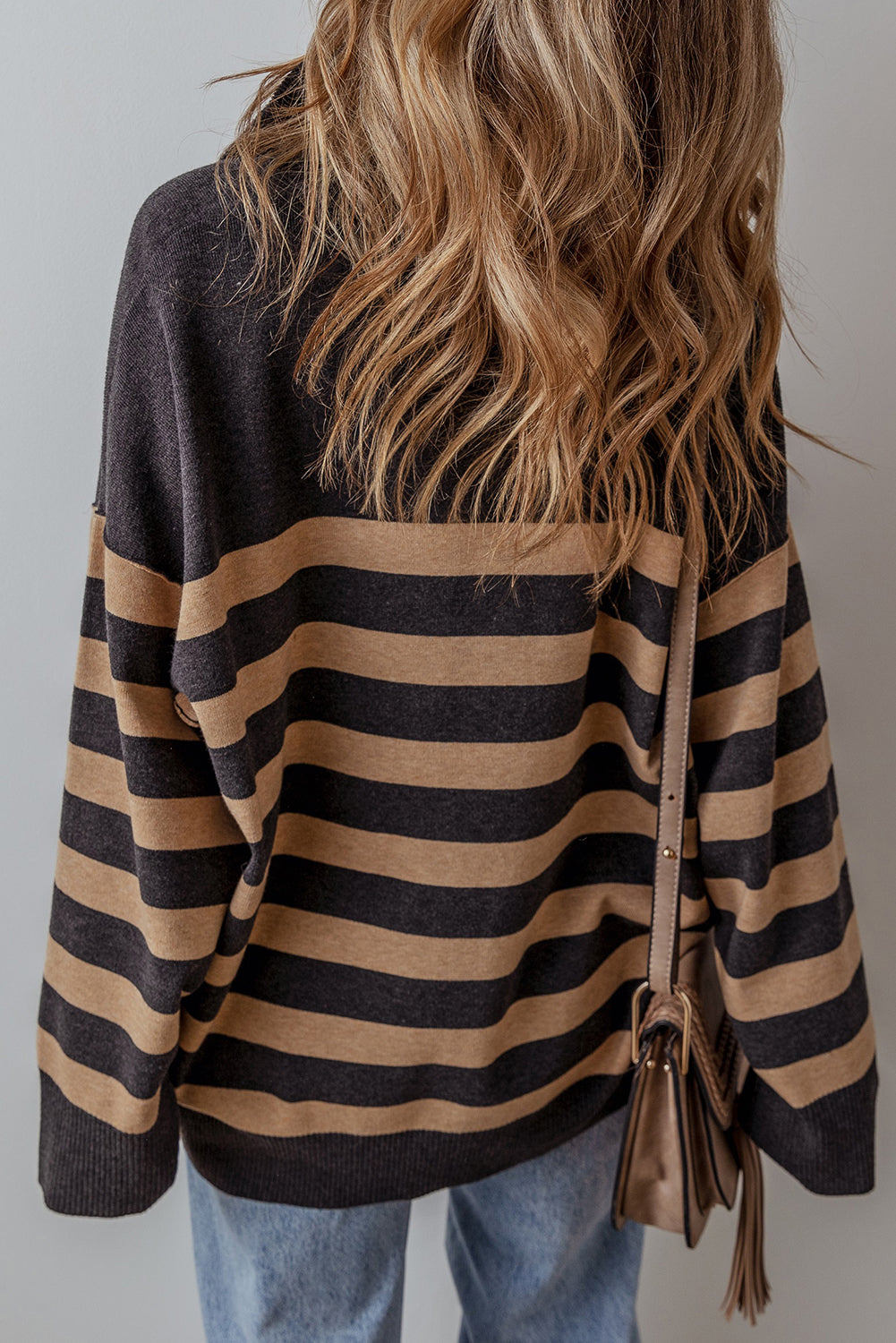 Adeline Stripe Oversized Sweater - Threaded Pear