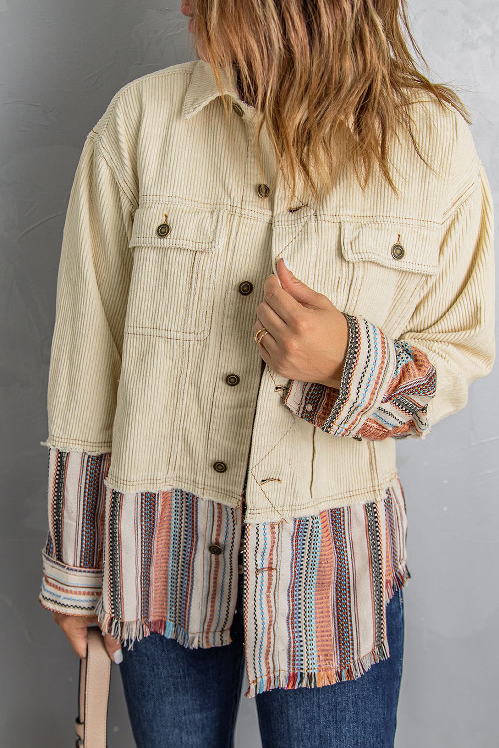 Lyla Button Up Corduroy Jacket - Threaded Pear