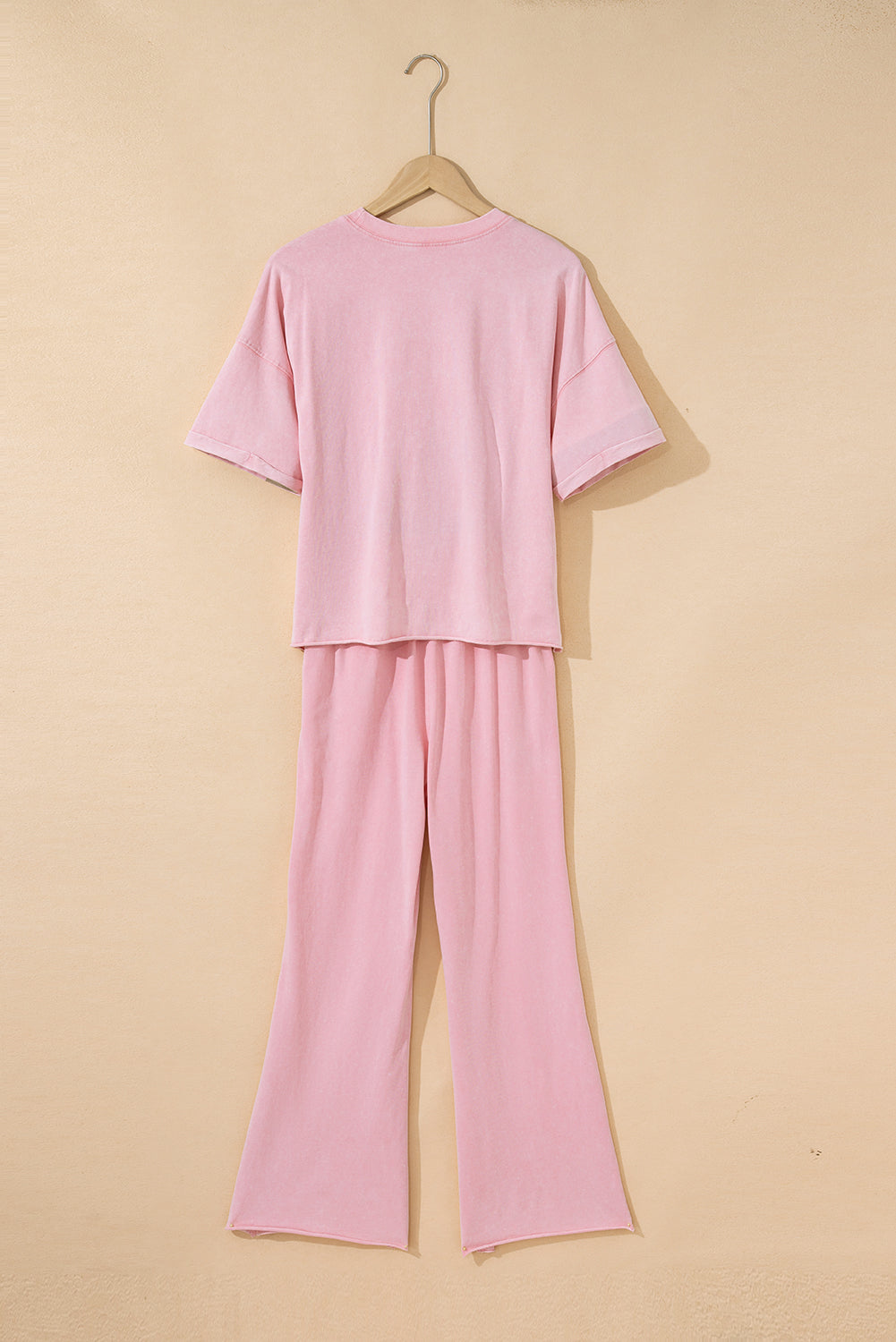 Arabella Acid Wash Star Patched Rolled Trim Pants Set - Threaded Pear