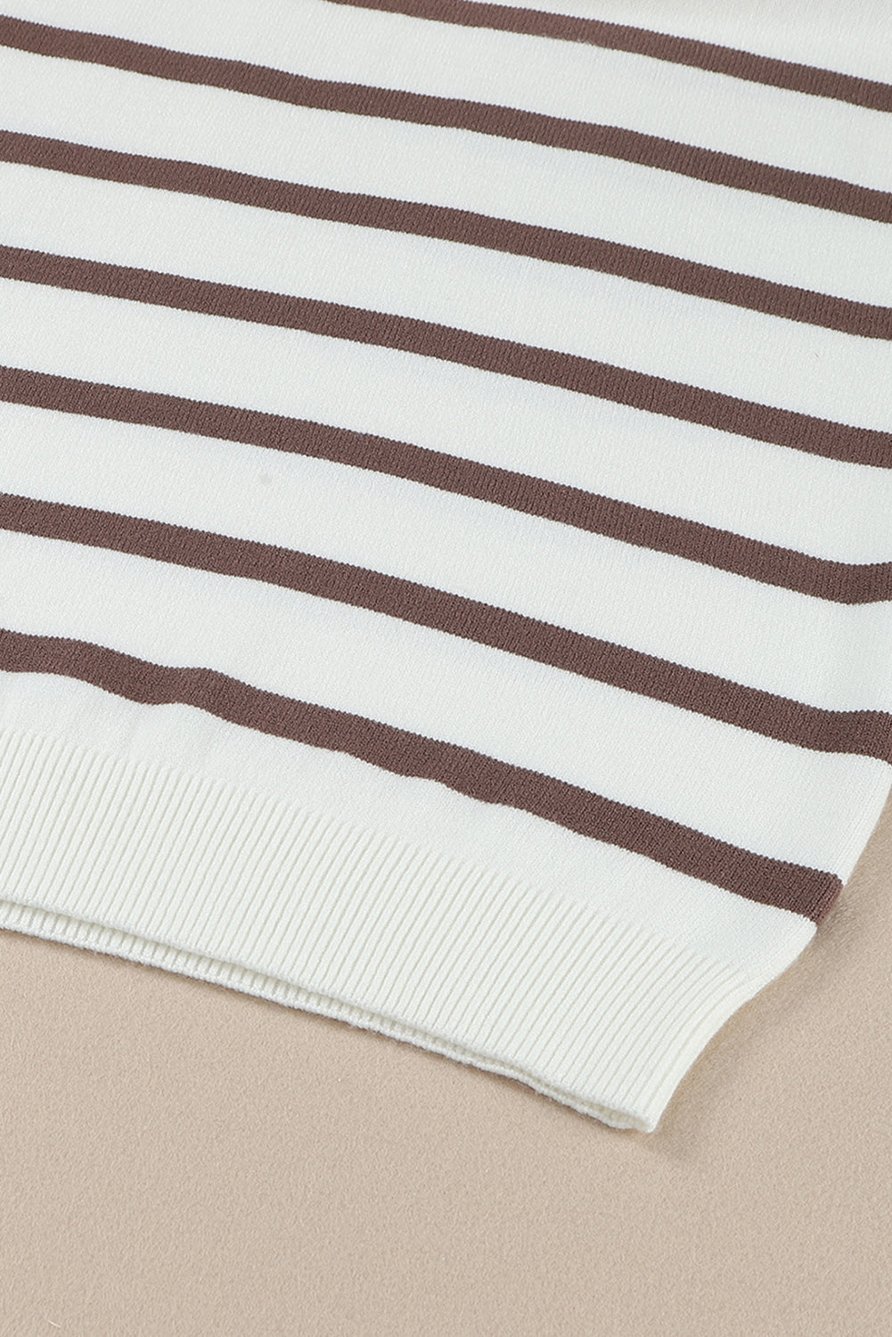 Iris Striped Zip Collared Loose Sweater Mini Dress - Threaded Pear