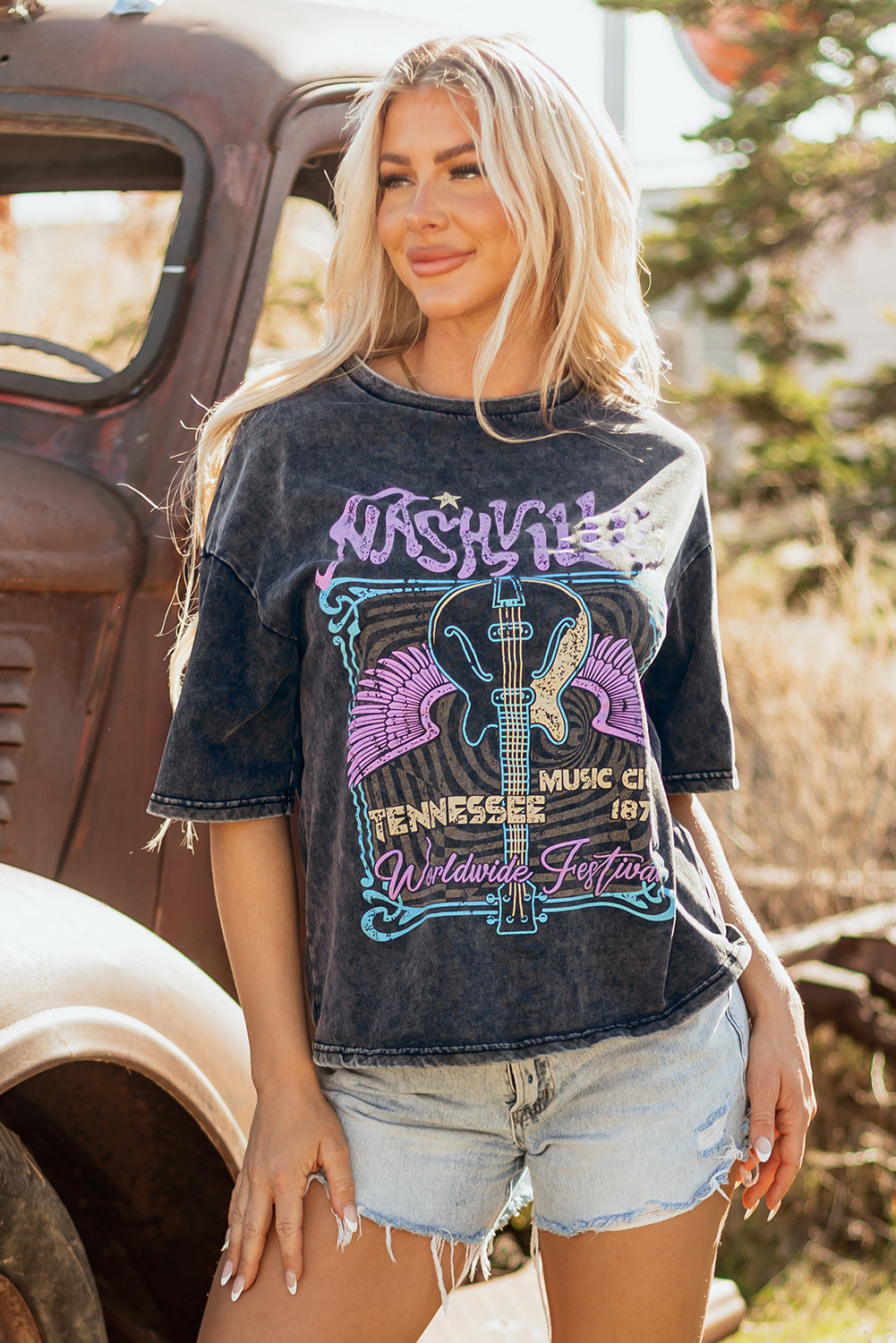 Nashville Tennessee Mineral Washed Vintage Tee - Threaded Pear