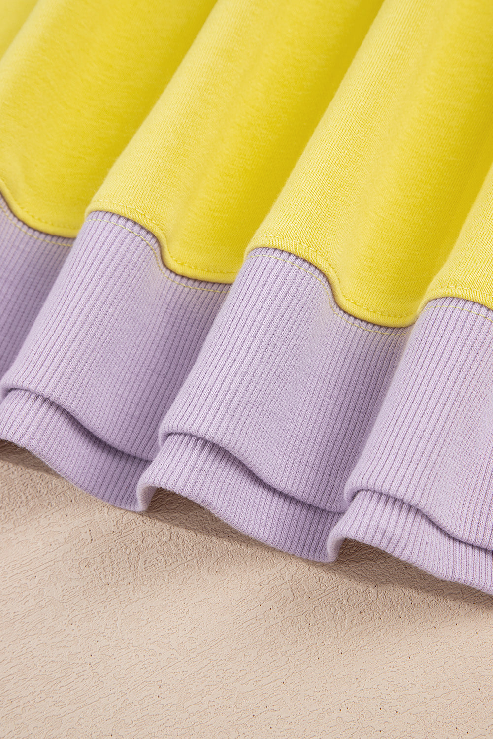 Yellow Striped Color Block Patchwork Crewneck Plus Size Pullover Sweatshirt - Threaded Pear