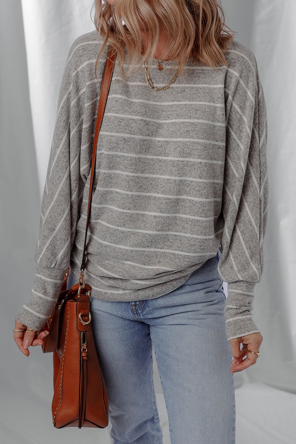 Bella Stripe Dolman Sleeve Top - Threaded Pear