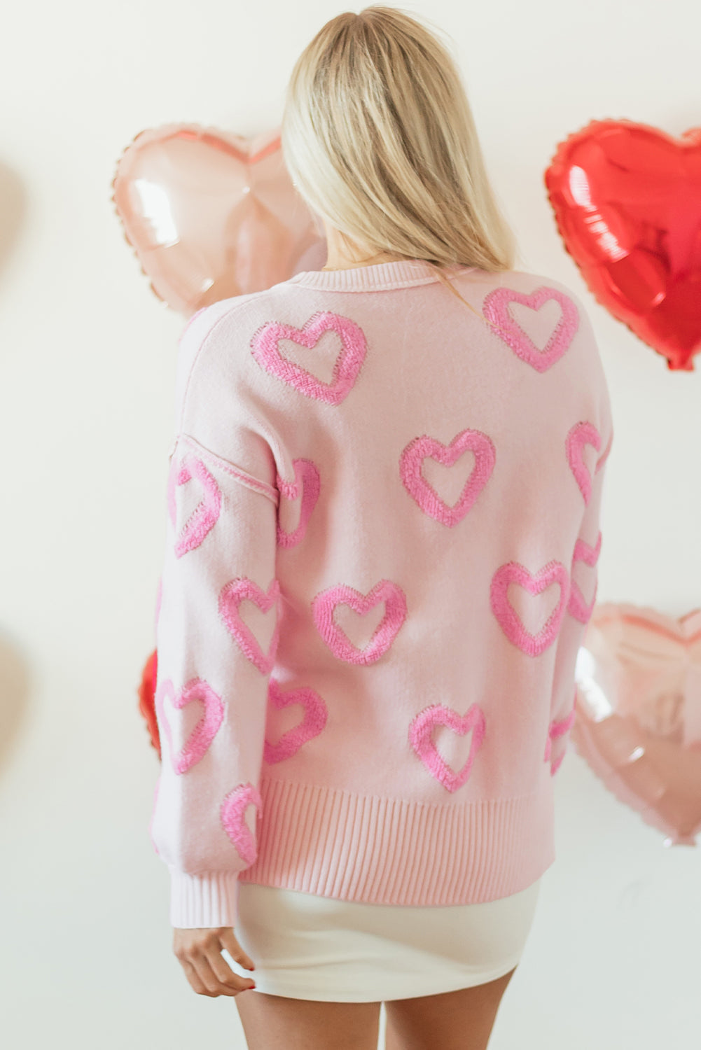 Heart Bubble Baggy Sweater - Threaded Pear