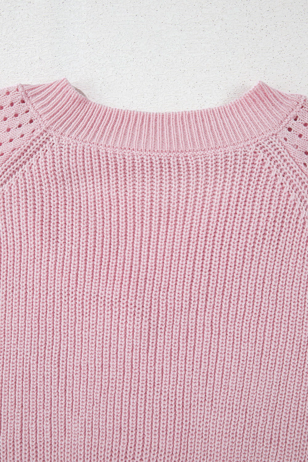 Evelyn Eyelets Raglan Sleeve Sweater - Threaded Pear
