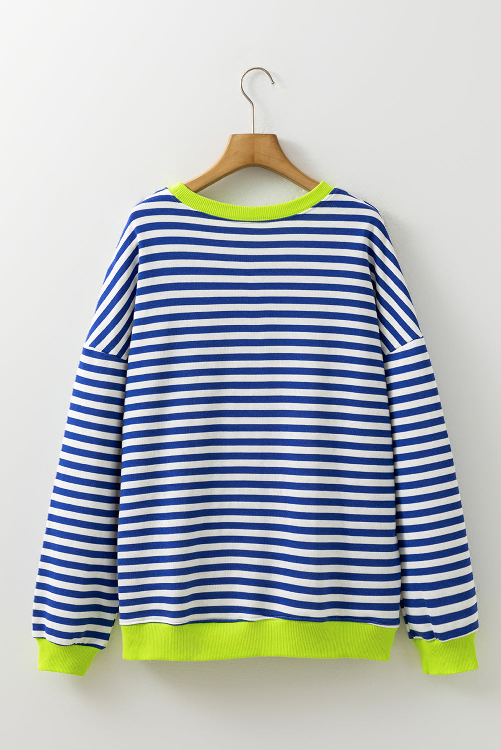 Elliana Stripe Crossed Stitch Drop Shoulder Sweatshirt - Threaded Pear