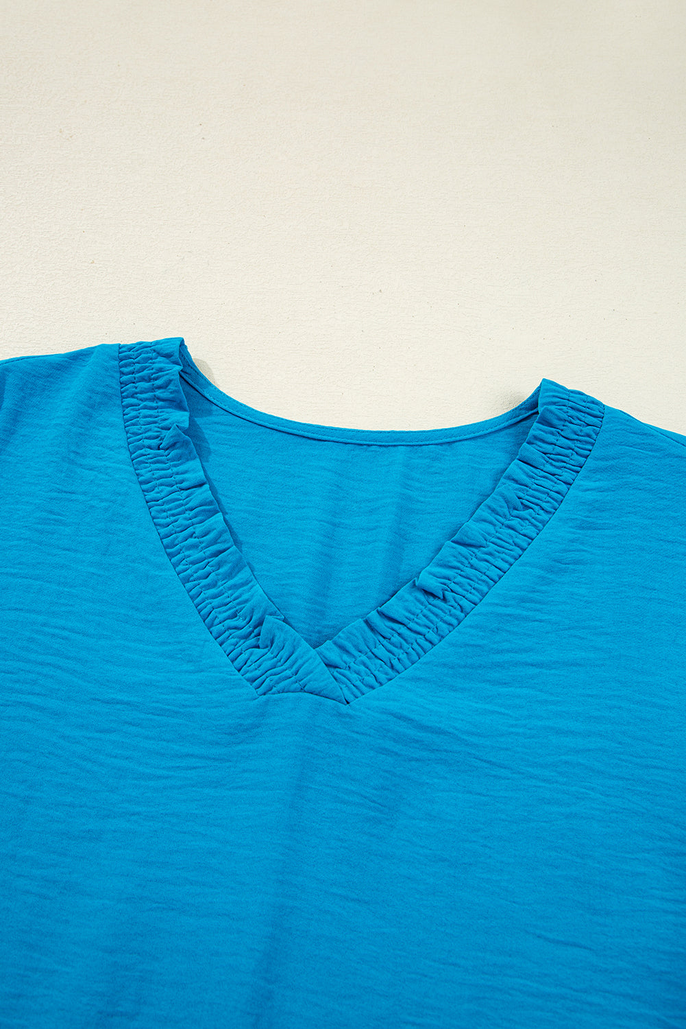 Clara V Neckline Crinkled Blouse - Threaded Pear