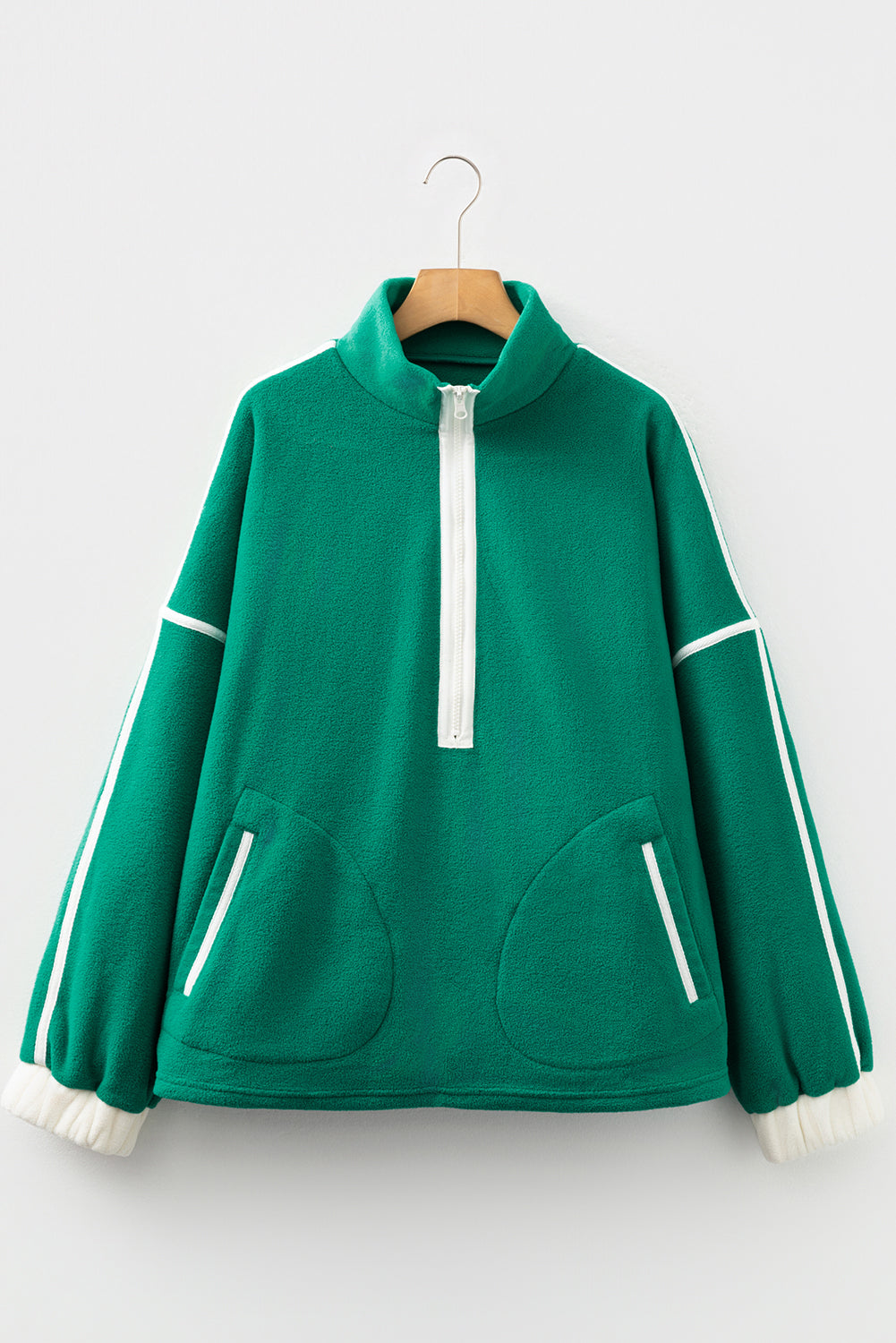 Ava Contrast Trim Fleece Plus Sweatshirt - Threaded Pear