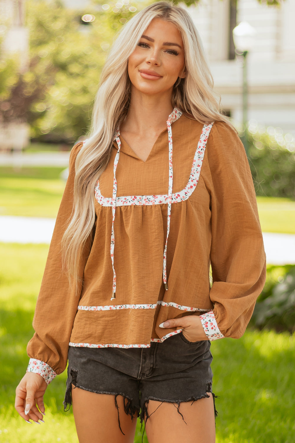 Iridora Long Puff Sleeve Blouse