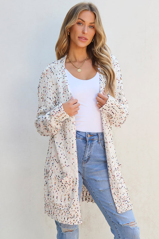 Ailany Confetti Rib Knit Long Sleeve Cardigan - Threaded Pear