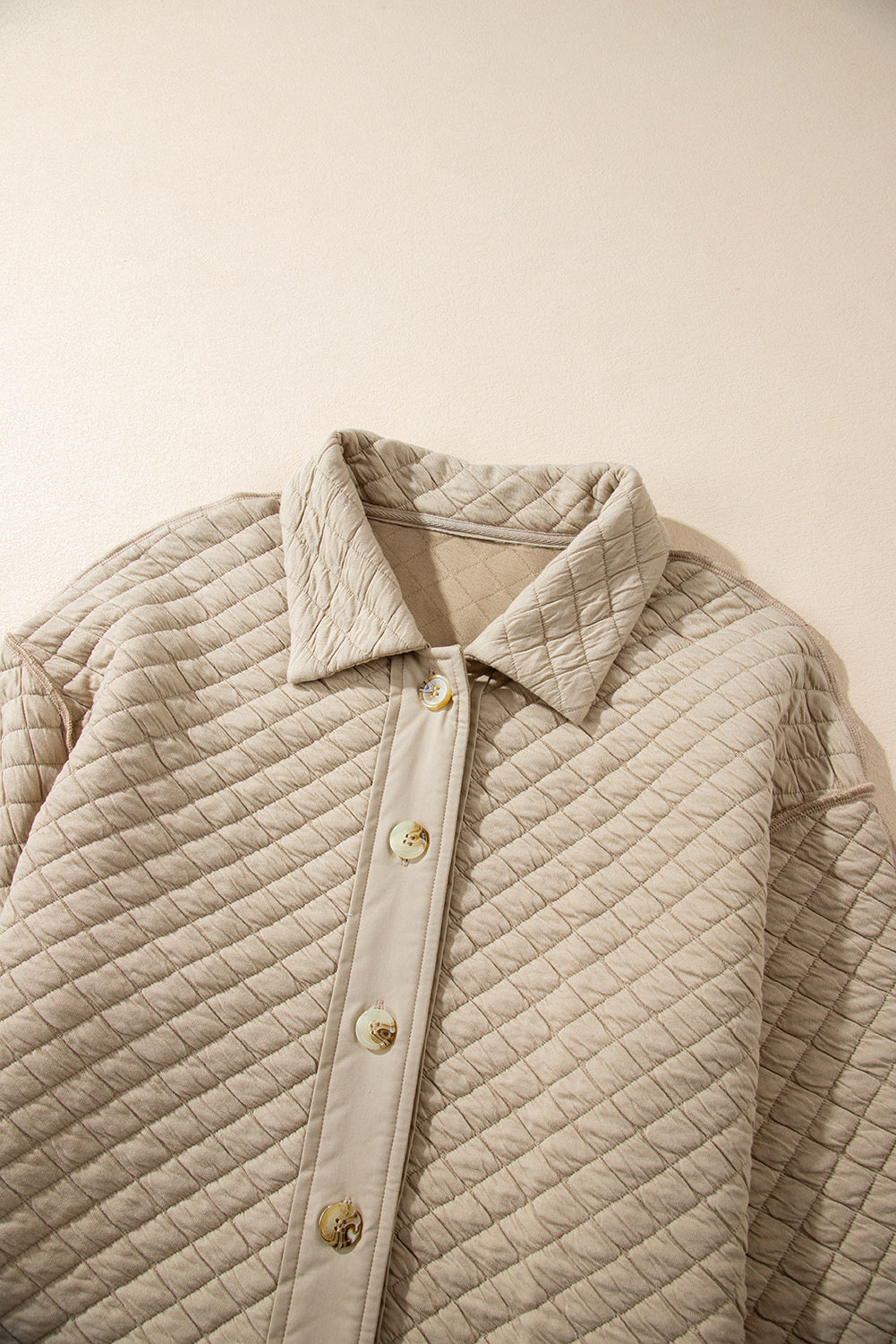 Celeste Quilted Puffer Buttoned Shacket - Threaded Pear